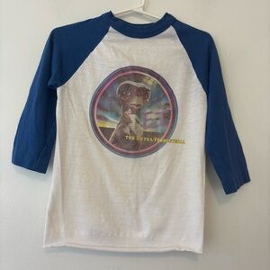 Vintage Kids ET The Extra Terrestrial baseball T shirt 6-8 small 1982 blue